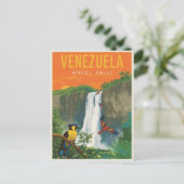 Venezuela Angel Falls Retro Reisen Art Postkarte (Stehend Vorderseite)