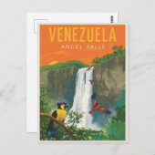 Venezuela Angel Falls Retro Reisen Art Postkarte (Vorne/Hinten)