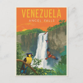 Venezuela Angel Falls Retro Reisen Art Postkarte