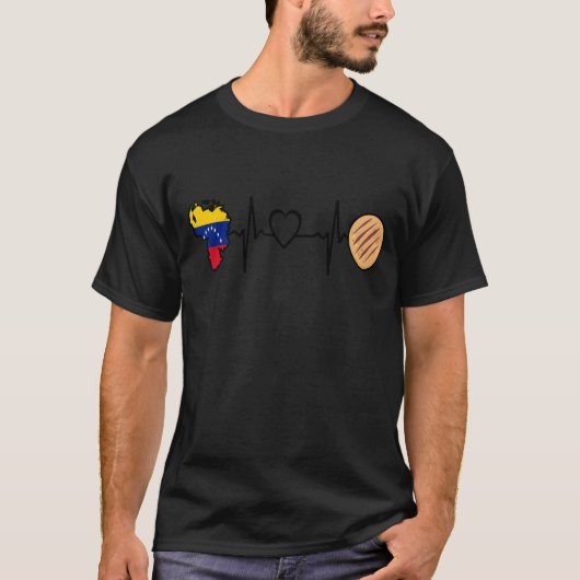 Venezuela Arepa Heartbeat Arepas Venezuelische Fla T-Shirt (Vorderseite)