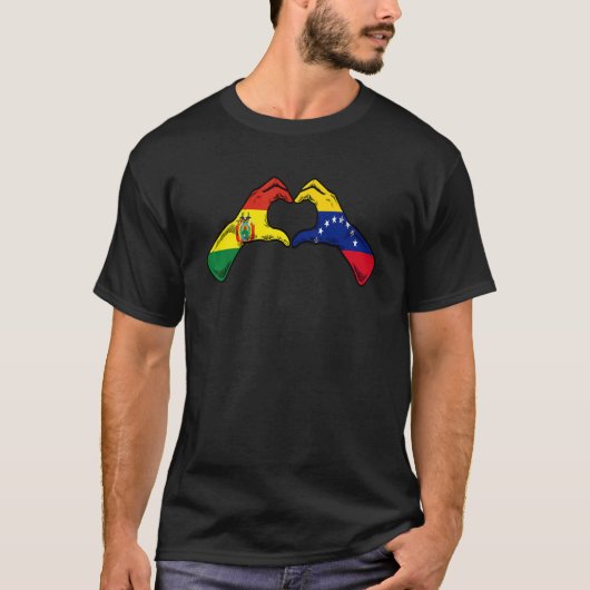Venezuela Bolivia Flag Venezuelan Bolivian Heart T-Shirt (Vorderseite)