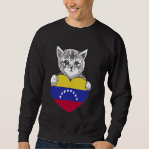 Venezuela Cat Heart Venezuelan Roots Kitten Flag P Sweatshirt