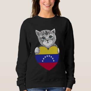 Venezuela Cat Heart Venezuelan Roots Kitten Flag P Sweatshirt
