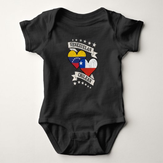 Venezuela Chilenischer Herzschlag Flaggen Venezuel Baby Strampler (Vorderseite)