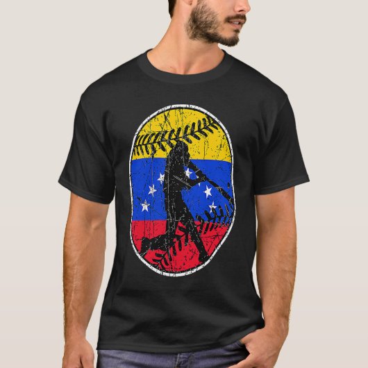 Venezuela Flag Baseball Hitter Venezuelan Flag T-Shirt (Vorderseite)