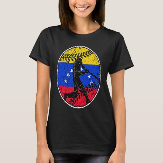 Venezuela Flag Baseball Hitter Venezuelan Flag T-Shirt (Vorderseite)