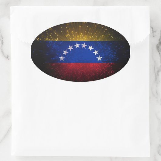 Venezuela Flag Feuerwerk Ovaler Aufkleber (Tasche)