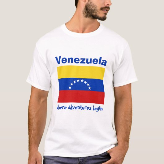Venezuela Flag + Karte + Text-T - Shirt (Vorderseite)