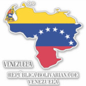 Venezuela Flag Map Aufkleber (Vorderseite)