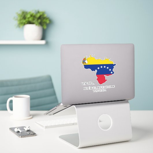 Venezuela Flag Map Aufkleber (Laptop auf Schreibtisch)