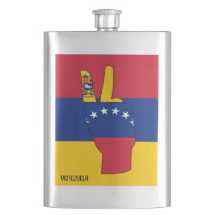 Venezuela Flag Sieg Sign Patriotic Flachmann
