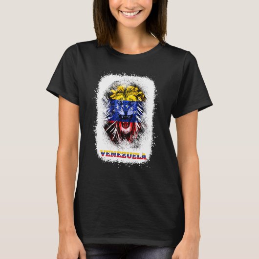 Venezuela Flag With Lion Face Venezuelan Pride Des T-Shirt (Vorderseite)
