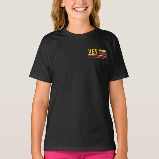 Venezuela-Flagge und ISO-Code Alpha 3-Design T-Shirt (Vorderseite)