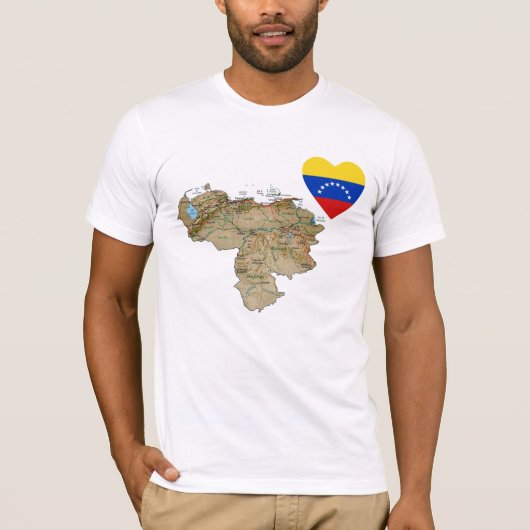 Venezuela-Flaggen-Herz und Karten-T - Shirt (Vorderseite)