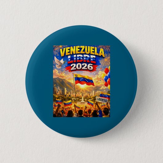Venezuela Frei 2026 Venezuela Herz Flagge Button (Vorderseite)