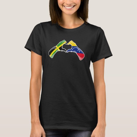 Venezuela Jamaica Flag Venezuelan Jamaican Heart T-Shirt (Vorderseite)