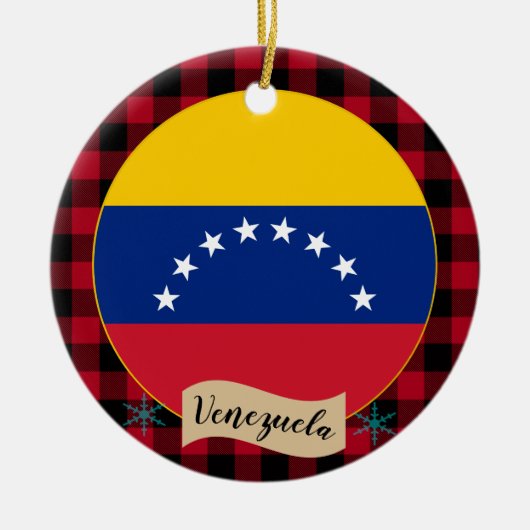 Venezuela, karierter roter Büffel und venezolanisc Keramik Ornament (Vorne)