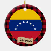 Venezuela, karierter roter Büffel und venezolanisc Keramik Ornament (Hinten)