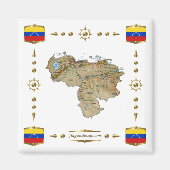 Venezuela Karte + Flaggen Magnet (Vorne)