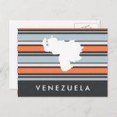 Venezuela Karte: Moderne Streifen Postkarte (Vorne/Hinten)