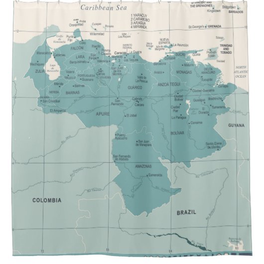 Venezuela Karte - Vintage, detaillierte Vintage Il Duschvorhang (Vorderseite)
