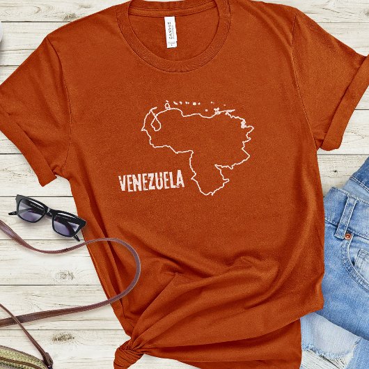 Venezuela Landkarte Venezuelas Grenzlinie Form T-Shirt