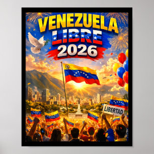 Venezuela Libre 2026 Venezuela Herz Flagge Poster