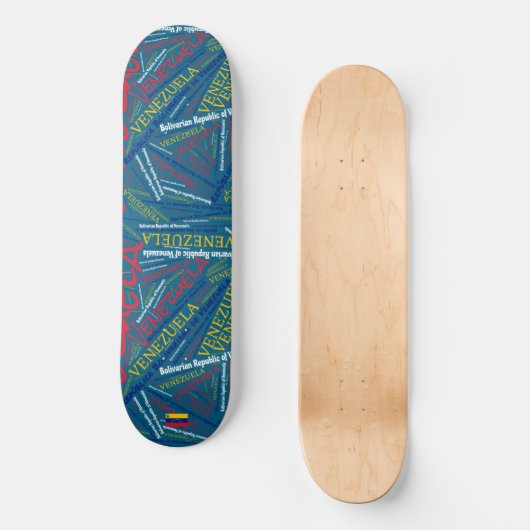 Venezuela National Pride Wordcloud Skateboard (Vorderseite)