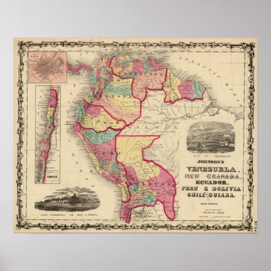 Venezuela, New Granada und Ecuador Poster (Vorne)