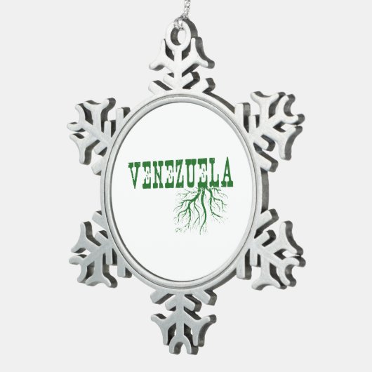 Venezuela Rooted Green Tree Roots Word Art Schneeflocken Zinn-Ornament (Rechts)