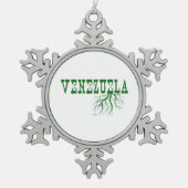 Venezuela Rooted Green Tree Roots Word Art Schneeflocken Zinn-Ornament (Vorderseite)