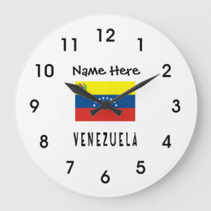 Venezuela und Venezuelas Flagge mit Ihrem Namen Große Wanduhr