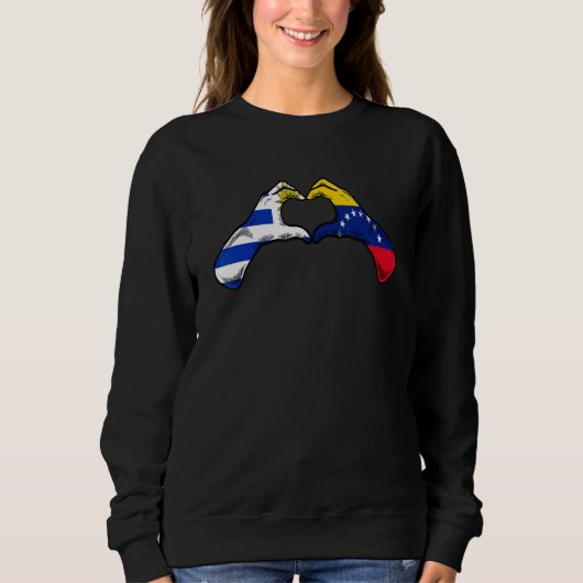 Venezuela Uruguay Flag Venezuelan Uruguayan Heart Sweatshirt (Vorderseite)