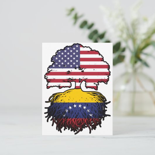 Venezuela Venezuelan American USA Tree Roots Flag Postkarte (Stehend Vorderseite)