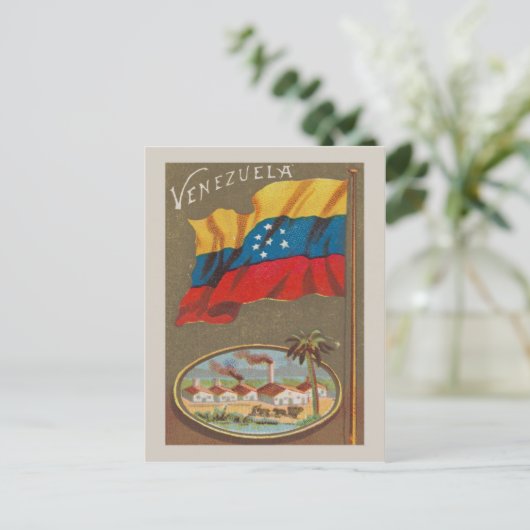 Venezuela Vintag mit Fahne Postkarte (Stehend Vorderseite)