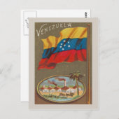 Venezuela Vintag mit Fahne Postkarte (Vorne/Hinten)