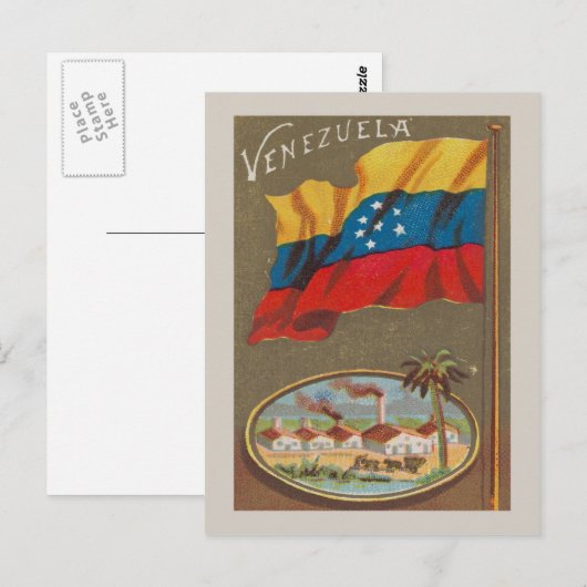 Venezuela Vintag mit Fahne Postkarte (Vorne/Hinten)