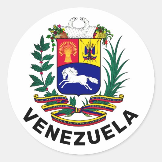 Venezuela-Wappen Runder Aufkleber (Vorderseite)