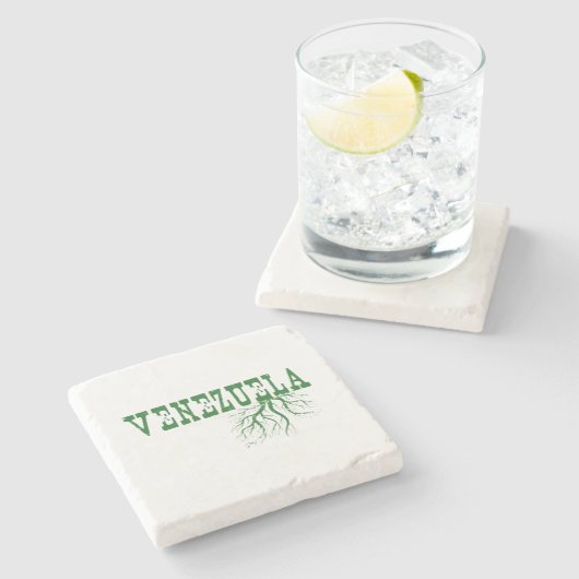 Venezuela wurzelt grüne Wort-Kunst Steinuntersetzer (Seitenansicht)