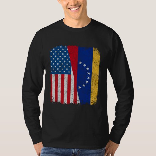 Venezuelan American Flag Half USA Venezuela Root P T-Shirt (Vorderseite)