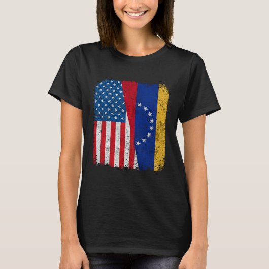 Venezuelan American Flag Half USA Venezuela Root P T-Shirt (Vorderseite)