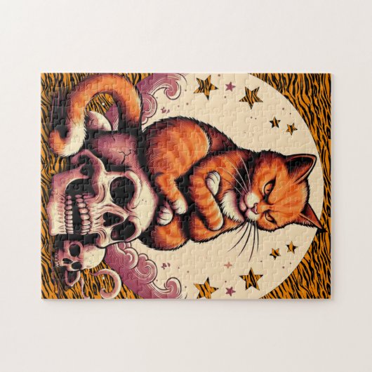 Vengeful Orange Cat, Skulls and Moon Puzzle (Horizontal)