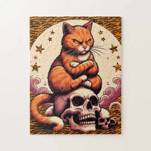 Vengeful Orange Cat, Skulls and Moon Puzzle (Vertikal)