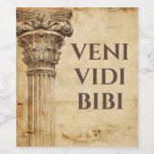 Veni Vidi Bibi Funny Altes Rom Lateinisches Sprich Weinetikett (Einzelnes Label)
