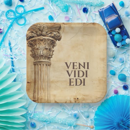 Veni Vidi Edi Funny Ancient Rome Latin Saying Pappteller (Party)