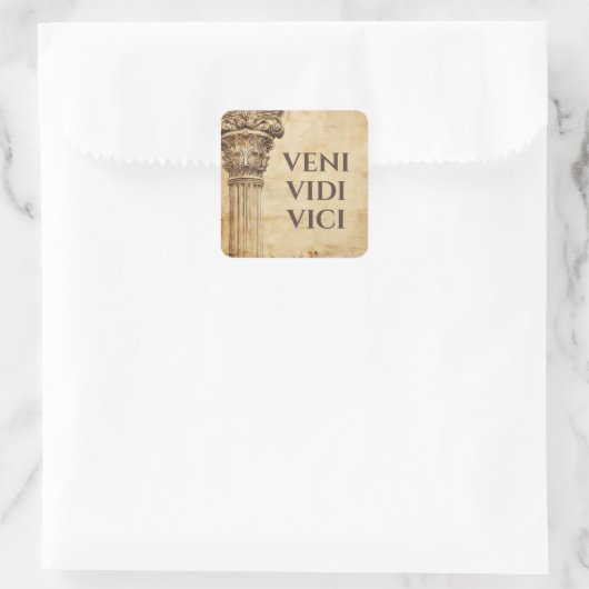 Veni Vidi Vici Ancient Roman Theme Quadratischer Aufkleber (Tasche)