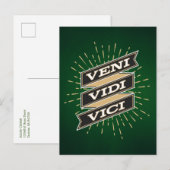 Veni Vidi Vici Grüne Postkarte (Vorne/Hinten)