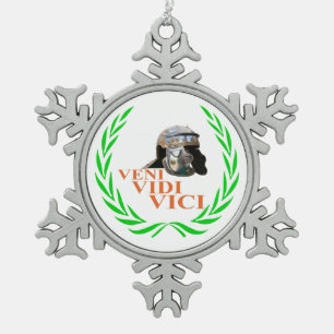 Veni Vidi Vici Schneeflocken Zinn-Ornament