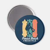 Venice Beach Cali Retro Freestyle Skateboarding Magnet (Vorderseite/Rückseite)