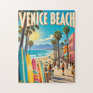 Venice Beach California Farbige Surfboards Poster Puzzle